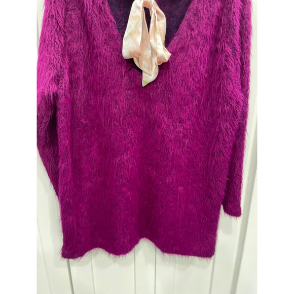 NWT Free People Bon Bon Magenta Fuzzy Alpaca Sweater Mini Dress - Picture 7 of 14